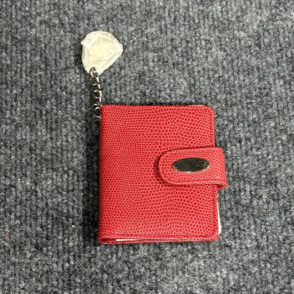 AMI Wallet Womens One Size Red Faux Leather Credit Card Holder Key Ring